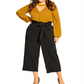 Calça feminina plus size da City Chic com amarração na cintura, preta, 24W