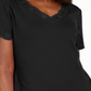 Camiseta feminina Karen Scott de algodão com decote em V e recortes, preta, tamanho XS