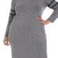 Vestido suéter feminino plus size NY Collection com listras MIDI - Cinza Eyvia, tamanho 1X