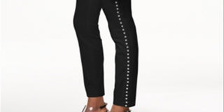 Calça skinny feminina com tachas da INC International Concepts, preta, tamanho 0 P