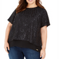 Michael Kors Plus Size Feminino Estampa de Gato Fenda Costas Preta Tamanho 3X