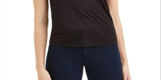 Top sem mangas com tachas Bar III feminino, preto, tamanho XXS