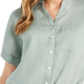 Camisa feminina Charter Club de linho com botões e amarração frontal, verde, tamanho M