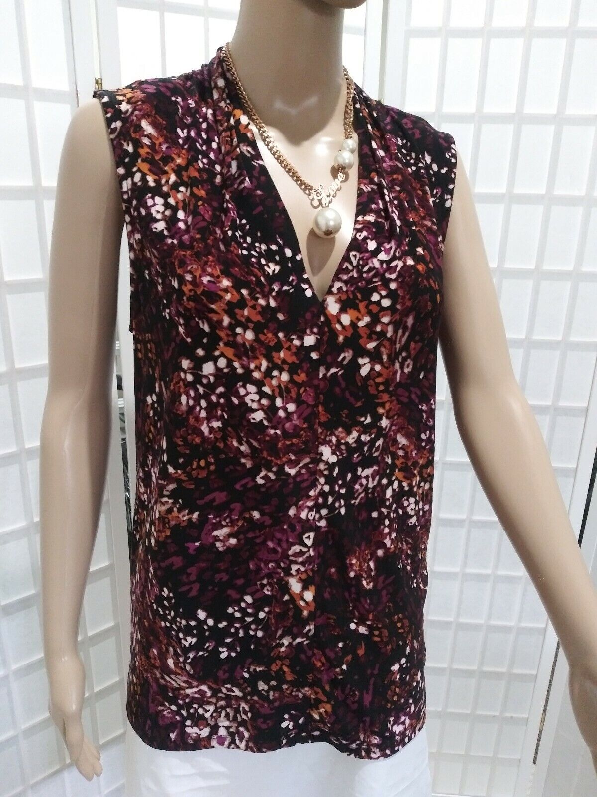 Bar III Feminino Estampado Hi-Low Top Vermelho Tamanho G