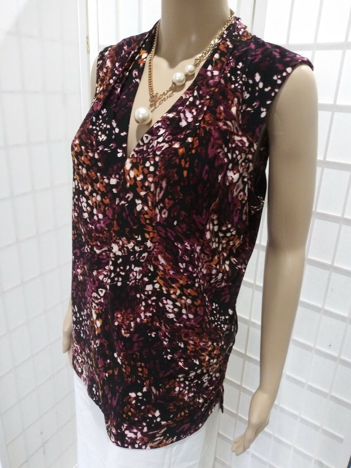 Bar III Feminino Estampado Hi-Low Top Vermelho Tamanho G