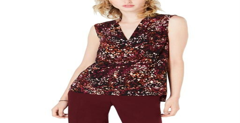 Bar III Feminino Estampado Hi-Low Top Vermelho Tamanho G