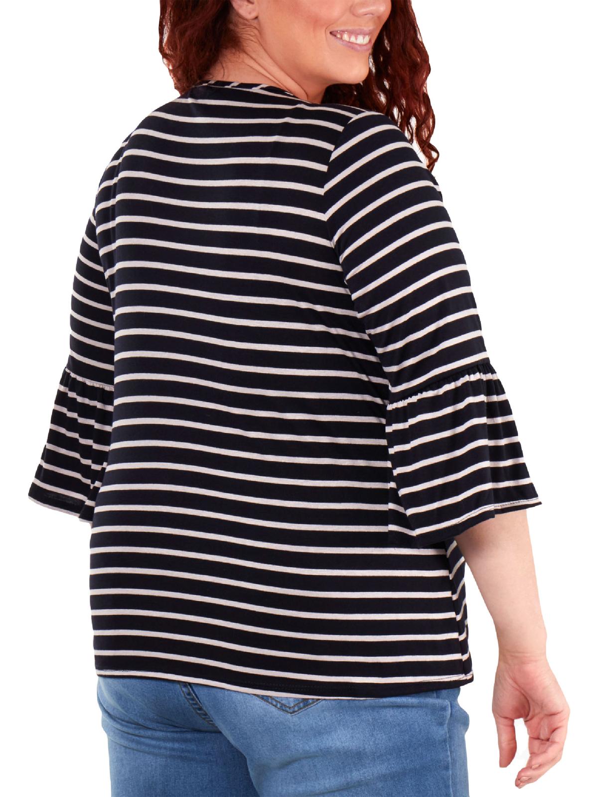 Coleção NY Plus Size Feminino Crochê com Acabamento Listrado Azul Marinho Lunastripe Tamanho 1X