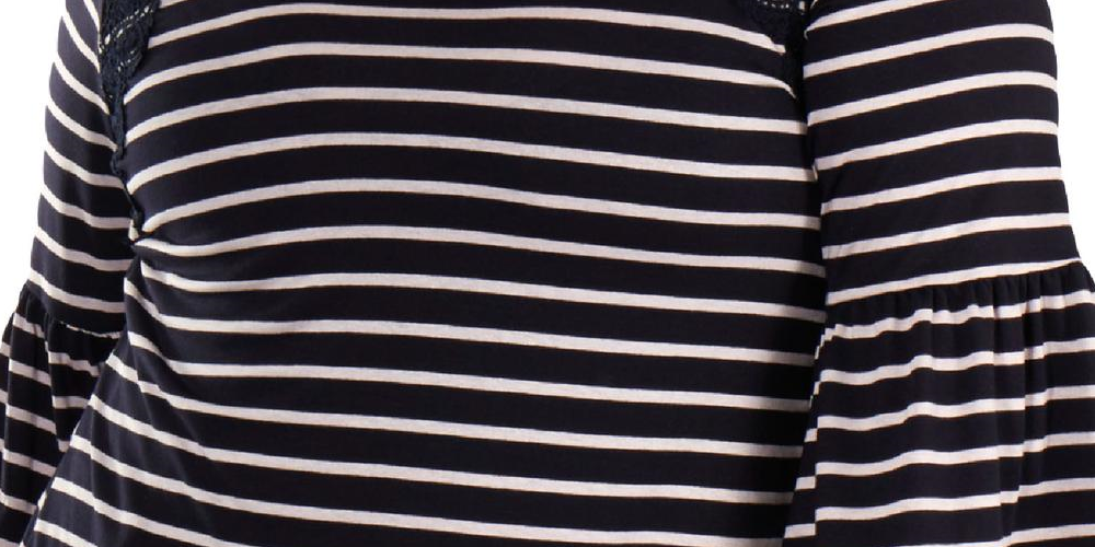 Coleção NY Plus Size Feminino Crochê com Acabamento Listrado Azul Marinho Lunastripe Tamanho 1X