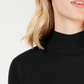 O QUE É? Suéter feminino de malha canelada justa com bainha tulipa e manga comprida, gola falsa, preto, tamanho médio