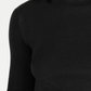 O QUE É? Suéter feminino de malha canelada justa com bainha tulipa e manga comprida, gola falsa, preto, tamanho médio