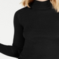 O QUE É? Suéter feminino de malha canelada justa com bainha tulipa e manga comprida, gola falsa, preto, tamanho médio