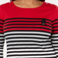 Blusa esportiva feminina Karen Scott listrada com manga 3/4 - New Red Amore Red, tamanho XS