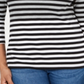 Blusa esportiva feminina Karen Scott listrada com manga 3/4 - New Red Amore Red, tamanho XS
