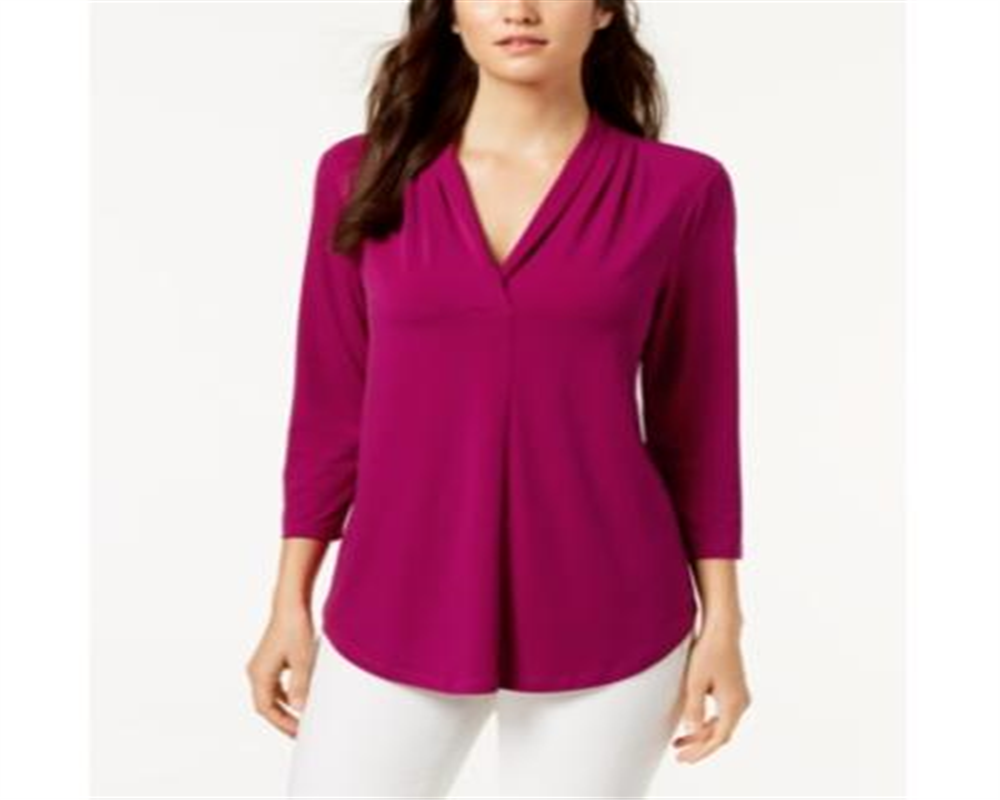 Blusa feminina Charter Club manga 3/4 outono Berry roxo tamanho 2XL