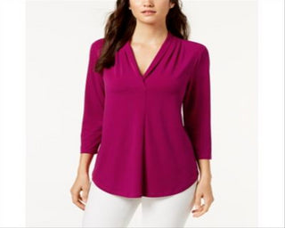 Blusa feminina Charter Club manga 3/4 outono Berry roxo tamanho 2XL