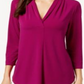 Blusa feminina Charter Club manga 3/4 outono Berry roxo tamanho 2XL