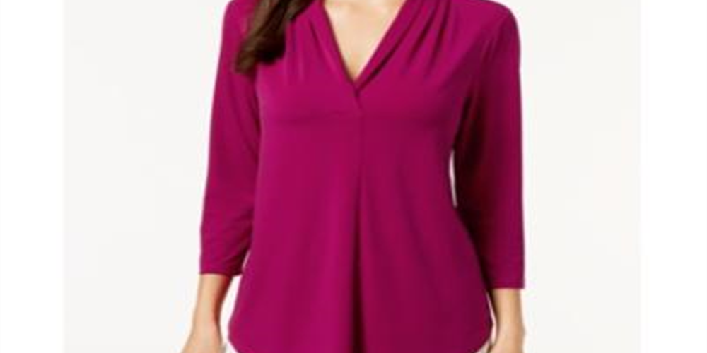 Blusa feminina Charter Club manga 3/4 outono Berry roxo tamanho 2XL
