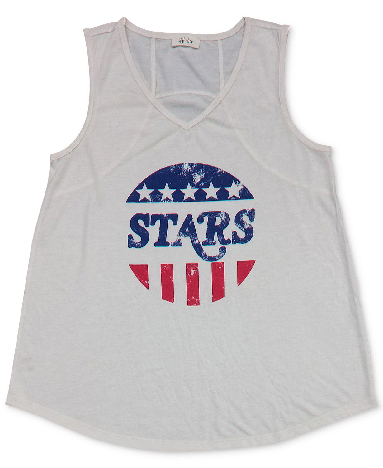 Regata feminina com estampa gráfica Style &amp; Co. American Stars cinza tamanho médio