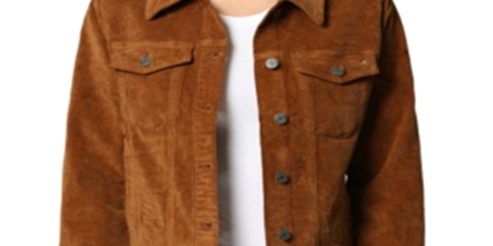 Jaqueta jeans feminina Hidden, cropped, de veludo cotelê, dourada, marrom, tamanho M