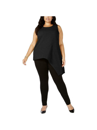 Blusa sem mangas Alfani feminina com decote em joia, preta, tamanho pequeno GG