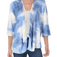 Cardigan feminino Alfani com manga 3/4 e lavagem ácida, azul, tamanho 0X