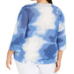 Cardigan feminino Alfani com manga 3/4 e lavagem ácida, azul, tamanho 0X