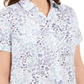 Karen Scott Petite Cotton Printed Clip-Dot Crisp Teal Tamanho PL para mulheres