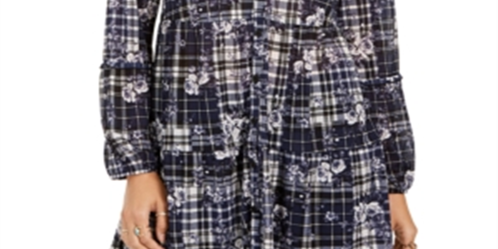 Camisa xadrez com estampa de botões e patch feminino Style Co Style &amp; Co, tamanho XXG