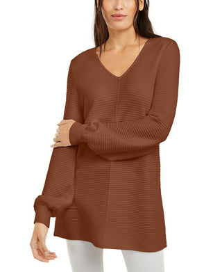 Suéter Alfani Ribbed Túnica Marrom Tamanho G