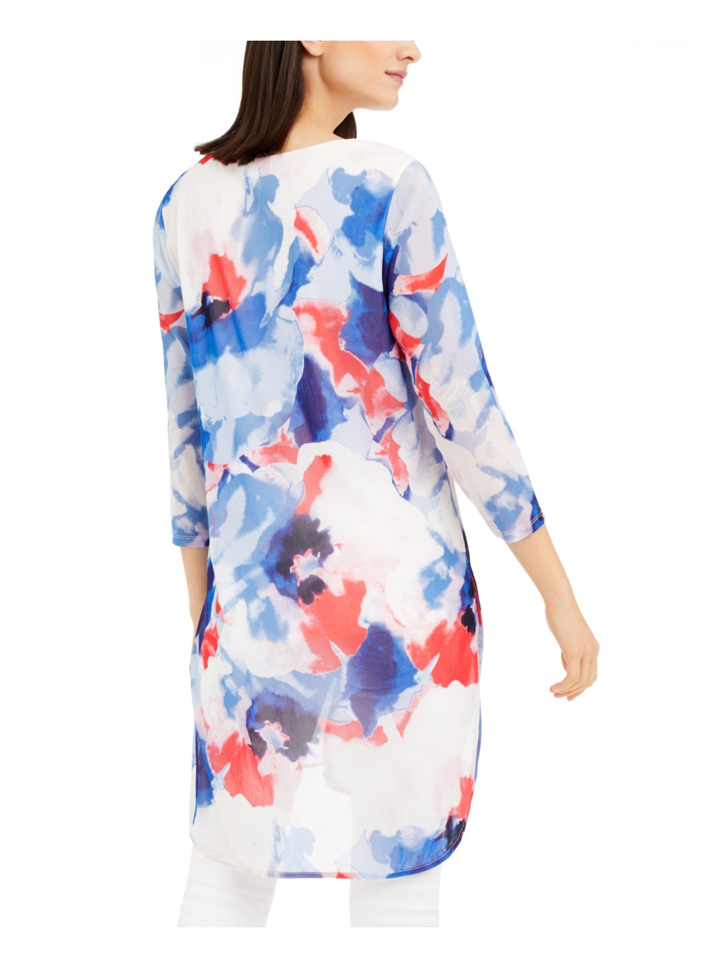 Blusa Alfani Feminina Super Aquarela Túnica Azul Tamanho Petite S