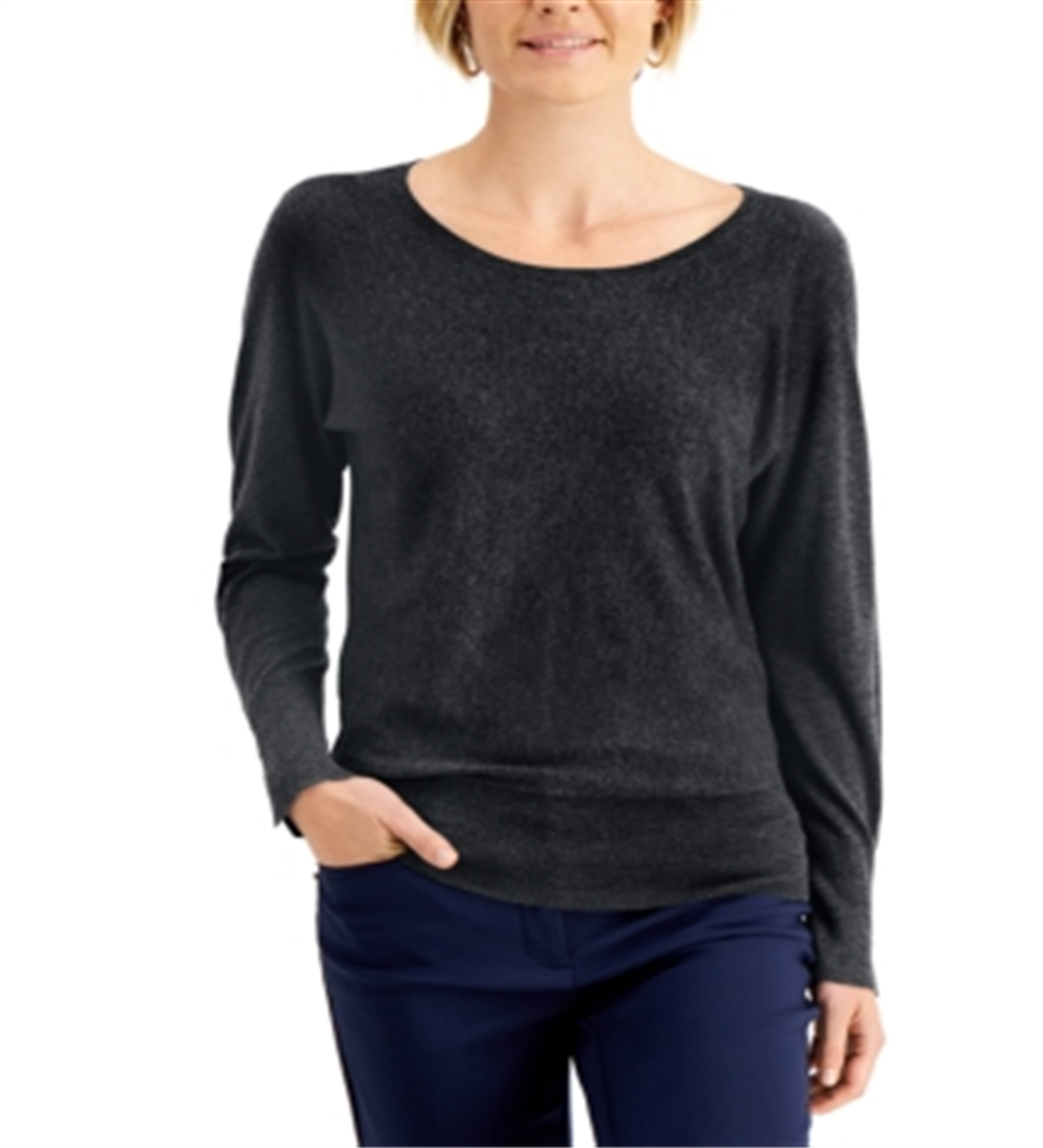 JM Collection Top Feminino com Manga Dolman e Rebites, Preto, Tamanho XXG