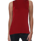Suéter feminino Anne Klein gola alta canelada sem mangas vermelho tamanho grande
