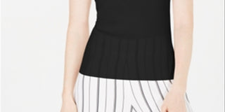 Suéter feminino Bar III com decote redondo, preto, tamanho GG