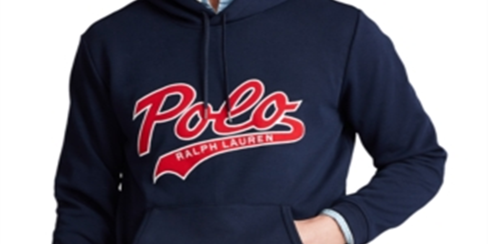 Polo Ralph Lauren Moletom com capuz masculino com logotipo de malha dupla azul tamanho XS