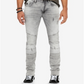 Calça Jeans Moto Buffalo David Bitton Max-X Skinny-Fit Stretch Masculina Cinza Tamanho 42X32
