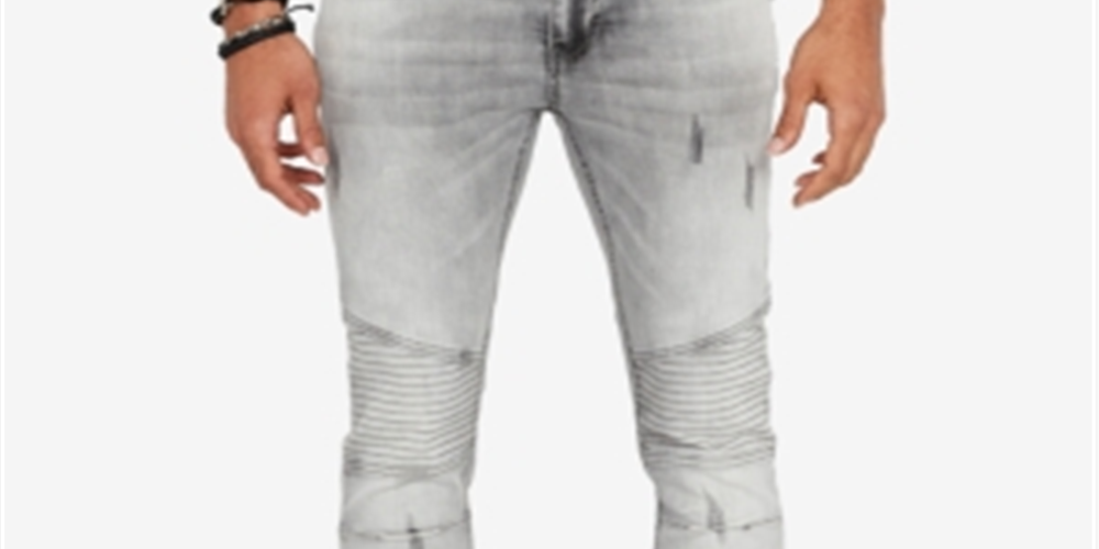 Calça Jeans Moto Buffalo David Bitton Max-X Skinny-Fit Stretch Masculina Cinza Tamanho 42X32