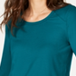 Camiseta feminina canelada manga comprida INC International Concepts, azul, tamanho P