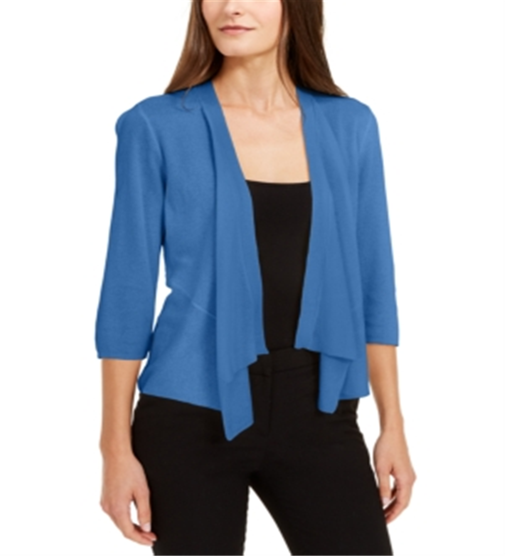 Cardigan Alfani Feminino com Frente Aberta e Lenço Azul Tamanho Pequeno Grande
