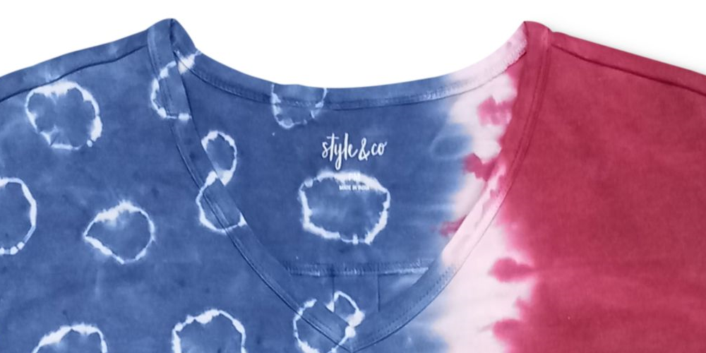 Camiseta feminina estilo &amp; co tie-dye, manga curta, gola redonda, azul, tamanho GG
