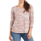 Blusa térmica feminina com estampa e decote aberto, rosa, tamanho pequeno, estilo &amp; co