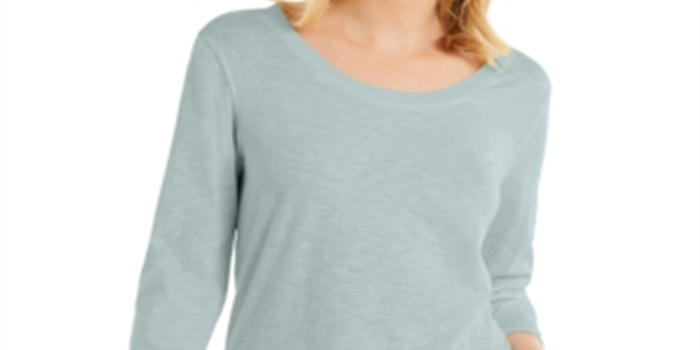 Blusa feminina estilo &amp; co, manga 3/4, decote redondo, azul, tamanho 2XL