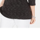 Karen Scott Blusa feminina com decote canoa e tingimento espacial - Preto profundo, tamanho médio