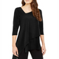 Blusa feminina Alfani Petite Assimétrica com Bainha Envelope - Preto Escuro, tamanho Petit M
