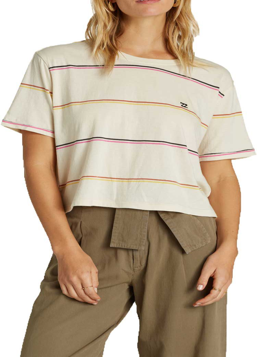 Camiseta feminina Billabong Soul Babe 2 de manga curta, branca, tamanho pequeno