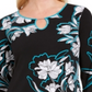 Blusa feminina estampada com manga sino e decote em V, tamanho XS, azul, da coleção JM