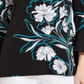 Blusa feminina estampada com manga sino e decote em V, tamanho XS, azul, da coleção JM