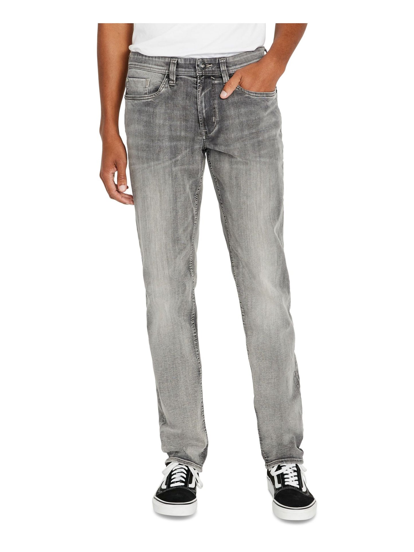 Calça jeans reta clássica Buffalo David Bitton Evan Denim Slim Masculina Cinza Tamanho 36/30