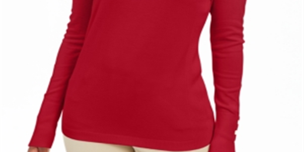 JM Collection Suéter feminino com decote em V e mangas enfeitadas, tamanho X-S