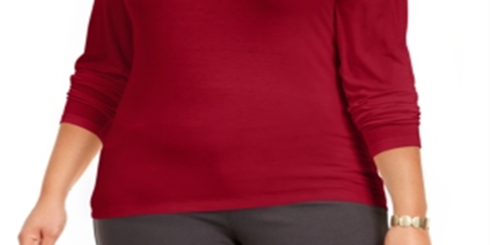 Blusa feminina plus size com decote careca e estampa estilo &amp; co, vermelha, tamanho 1X