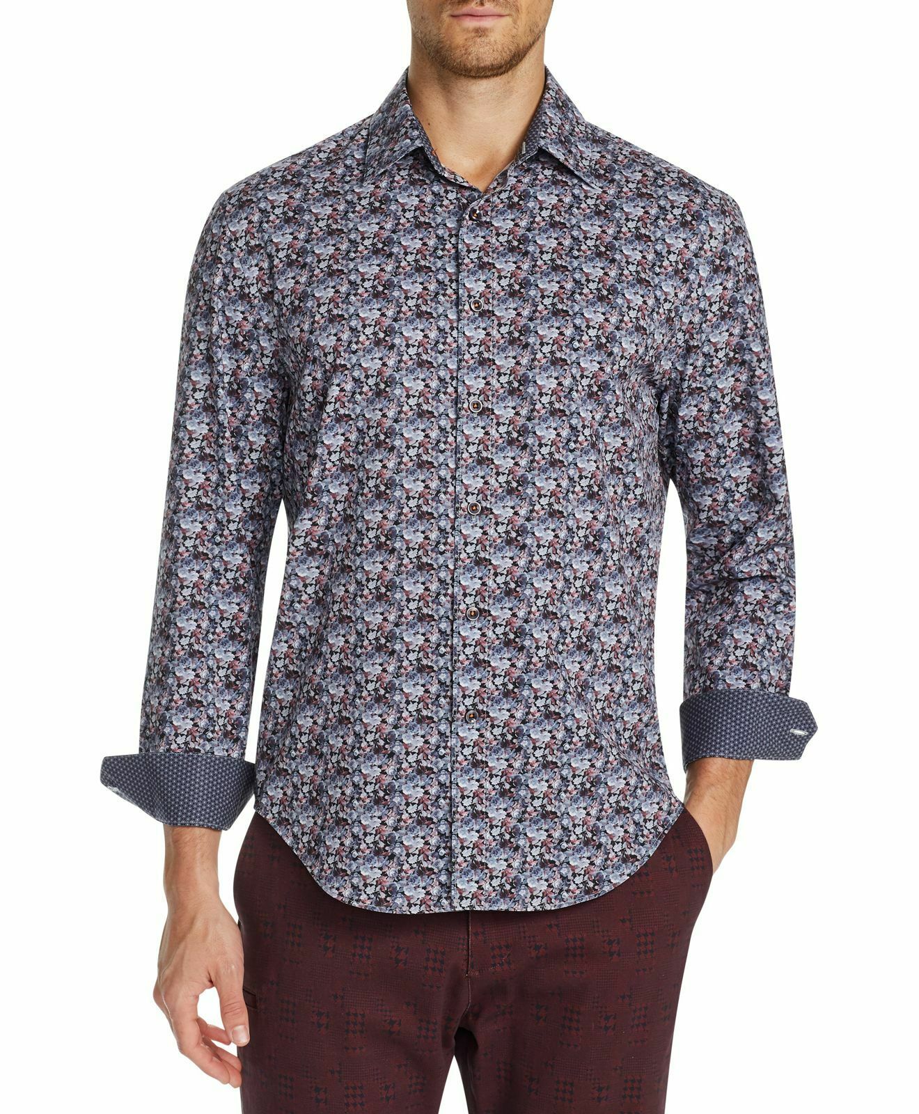 Camisa esportiva elástica com estampa floral masculina Tallia, preta, tamanho extragrande